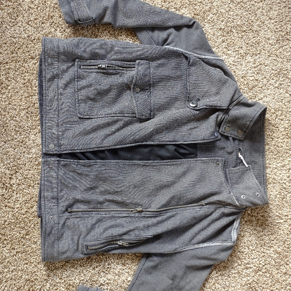 Free People Railroad Stripe Asymmetric Moto Jacket Size Medium Hit The Slopes - Picture 10 of 14